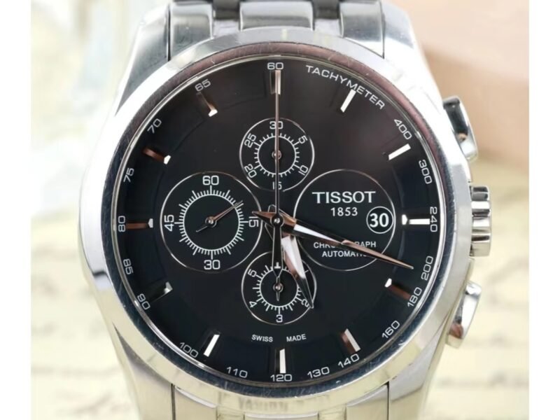 Tissot T035 Kuto series men's watch, featuring a multi-function six-hand chronograph, is versatile for both business and leisure occasions