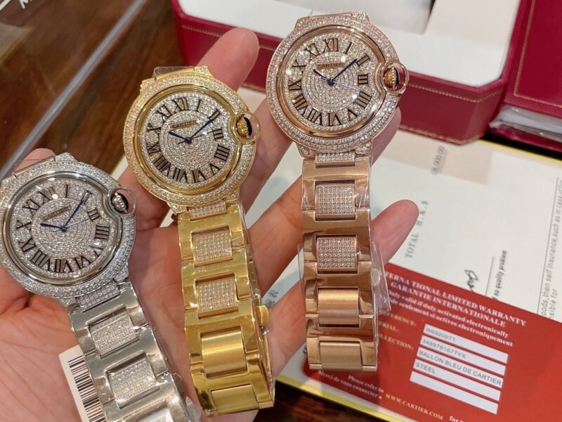 Cartier 36mm double-row diamond-set Roman numeral watch with a starry sky dial