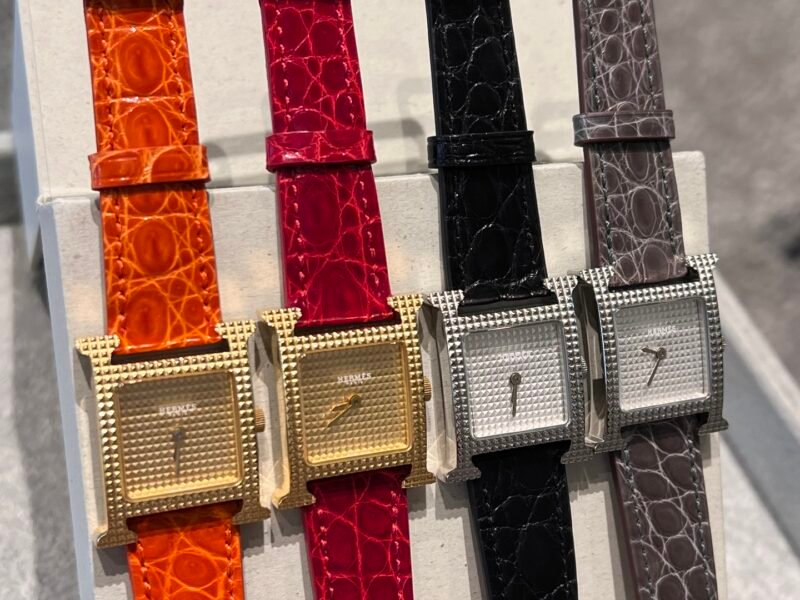 Hermes HeureH Series Mosaic Dial High Luxury Edition Crocodile Leather Strap Watch