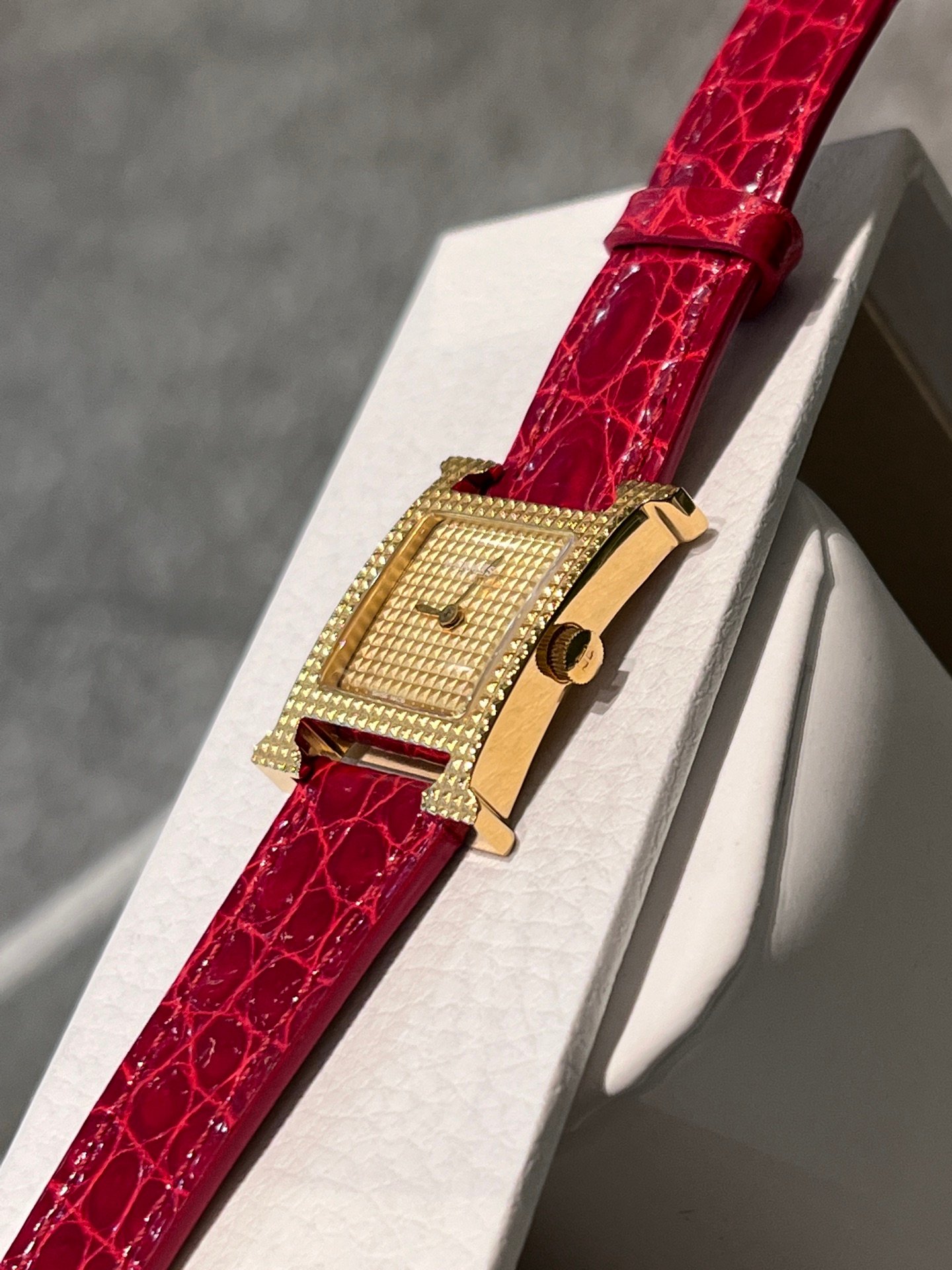 Hermes HeureH Series Mosaic Dial High Luxury Edition Crocodile Leather Strap Watch - Image 5