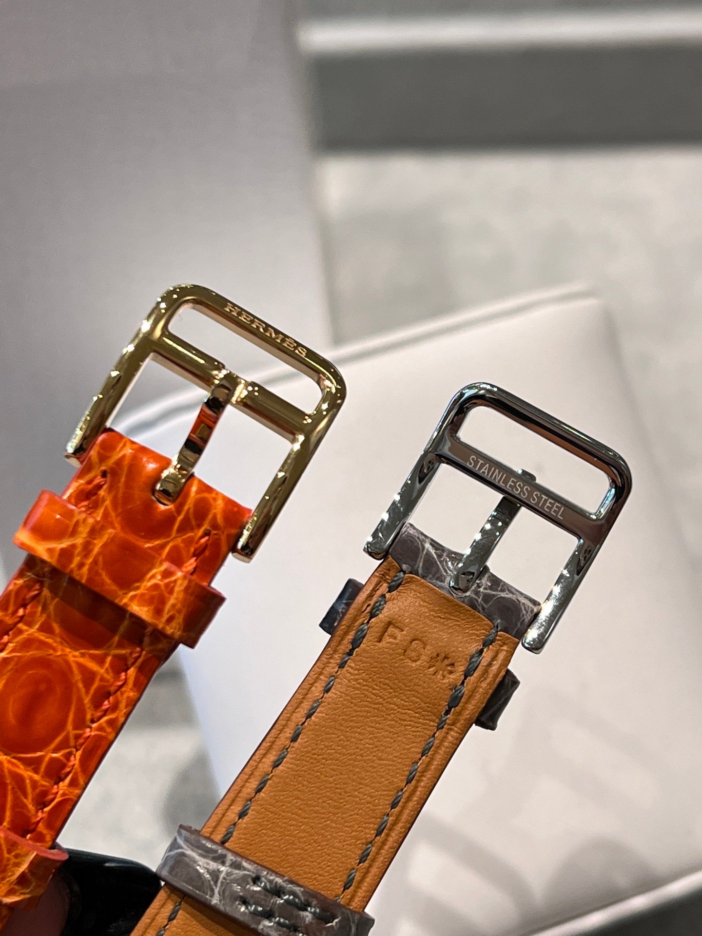 Hermes HeureH Series Mosaic Dial High Luxury Edition Crocodile Leather Strap Watch - Image 4