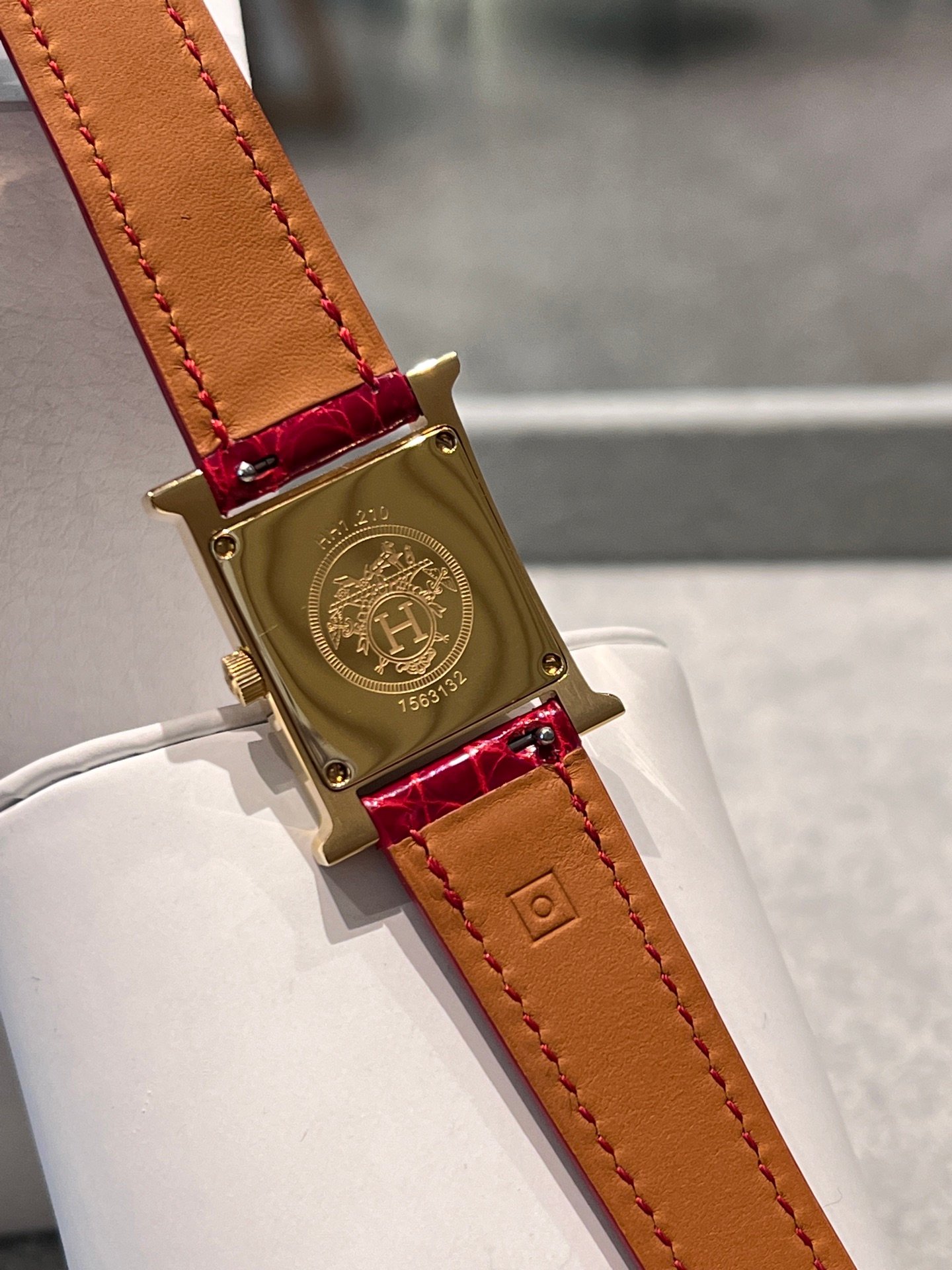 Hermes HeureH Series Mosaic Dial High Luxury Edition Crocodile Leather Strap Watch - Image 3