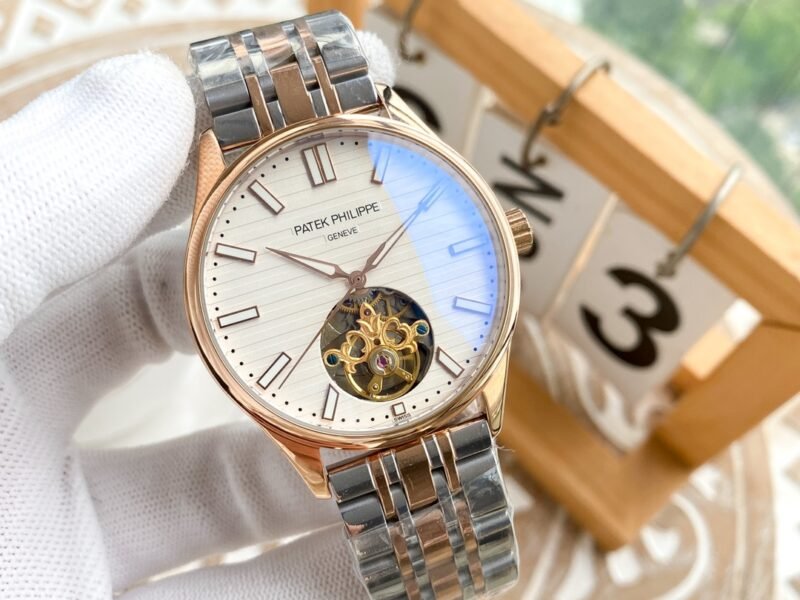 Patek Philippe boutique men's wristwatch features a multifunctional design with a gentlemanly style and a mineral super strong mirror finish