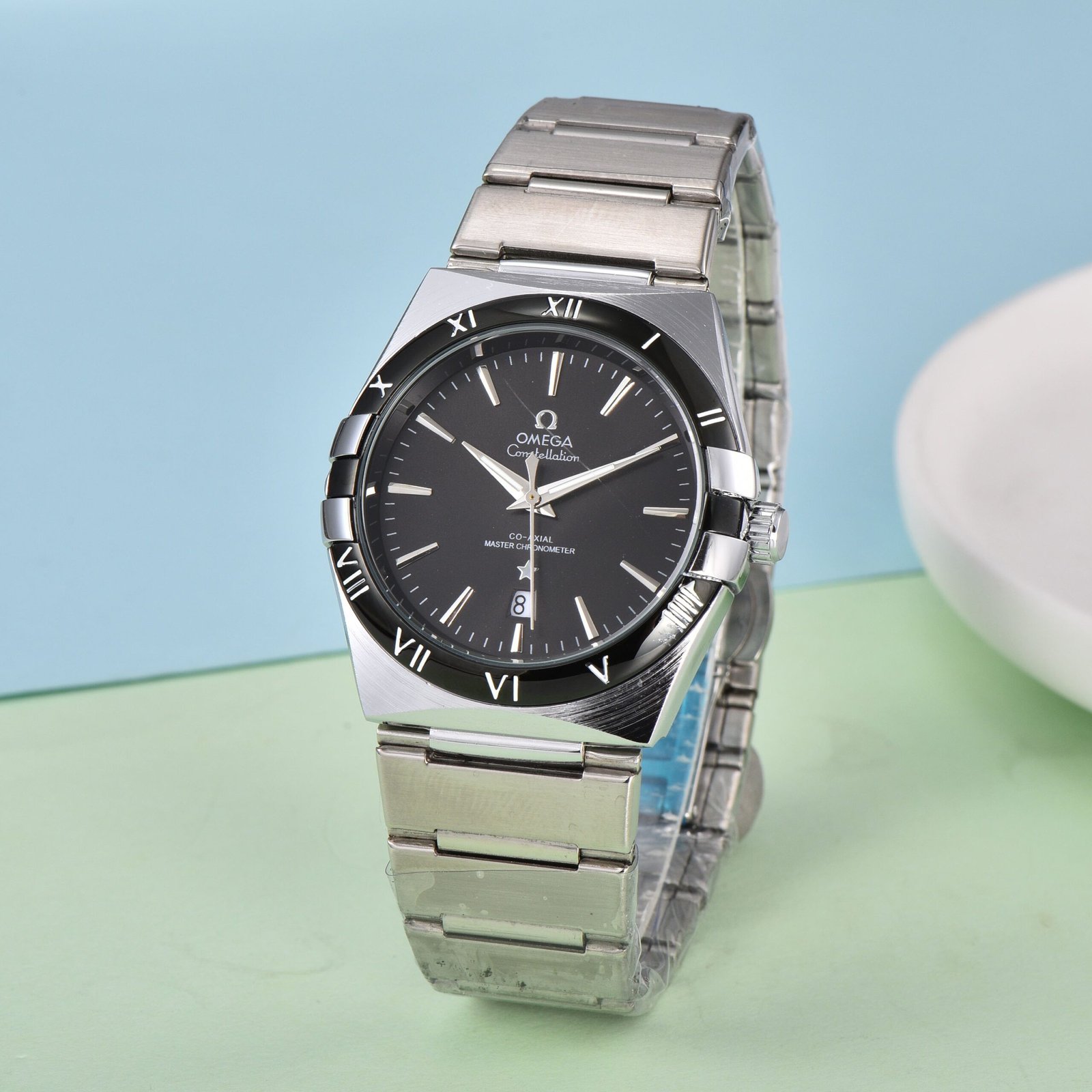 Omega Constellation Series | Quartz Skeleton Case Back | Men's Favorite Watch with Date Function | Bold and Elegant Design