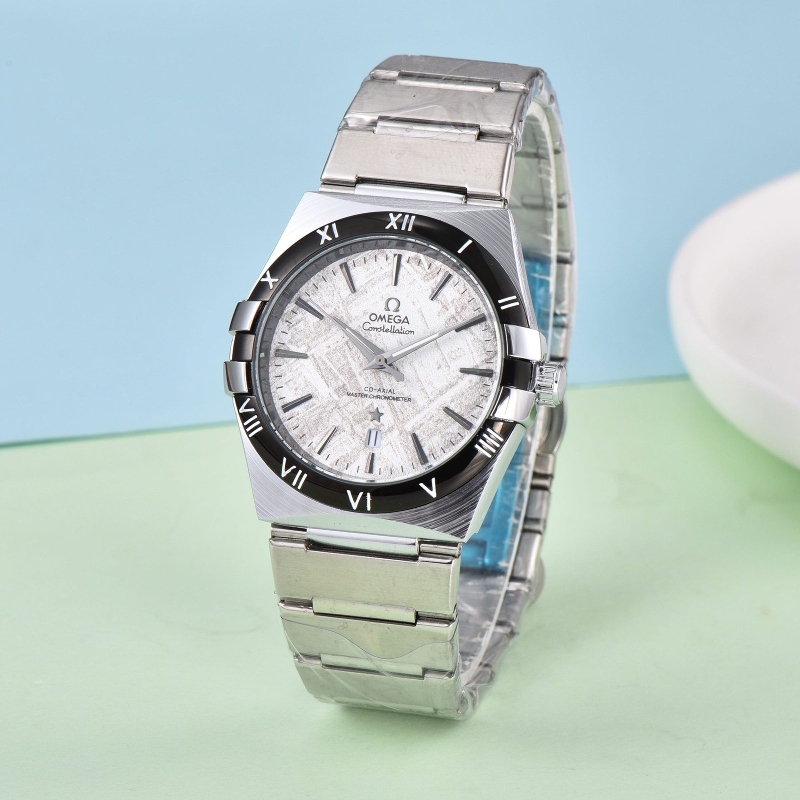 Omega Constellation Men’s Watch | Quartz Movement Skeleton Case Back | Date Window | Bold & Elegant Timepiece