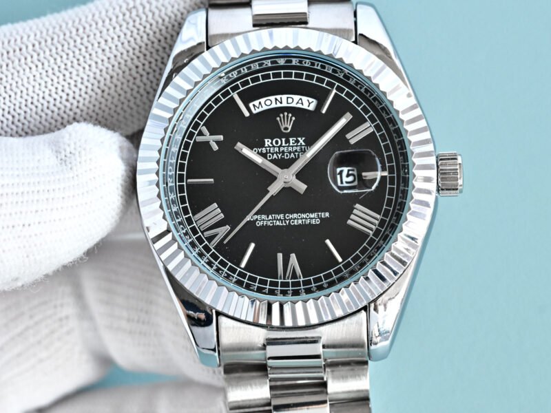 Rolex Classic Day-Date Watch 218239 Black Dial Men's Wristwatch