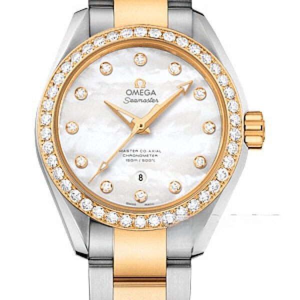 Omega Seamaster Aqua Terra Women's Diamond Bezel Watch | Mother-of-Pearl Dial Luxury Timepiece